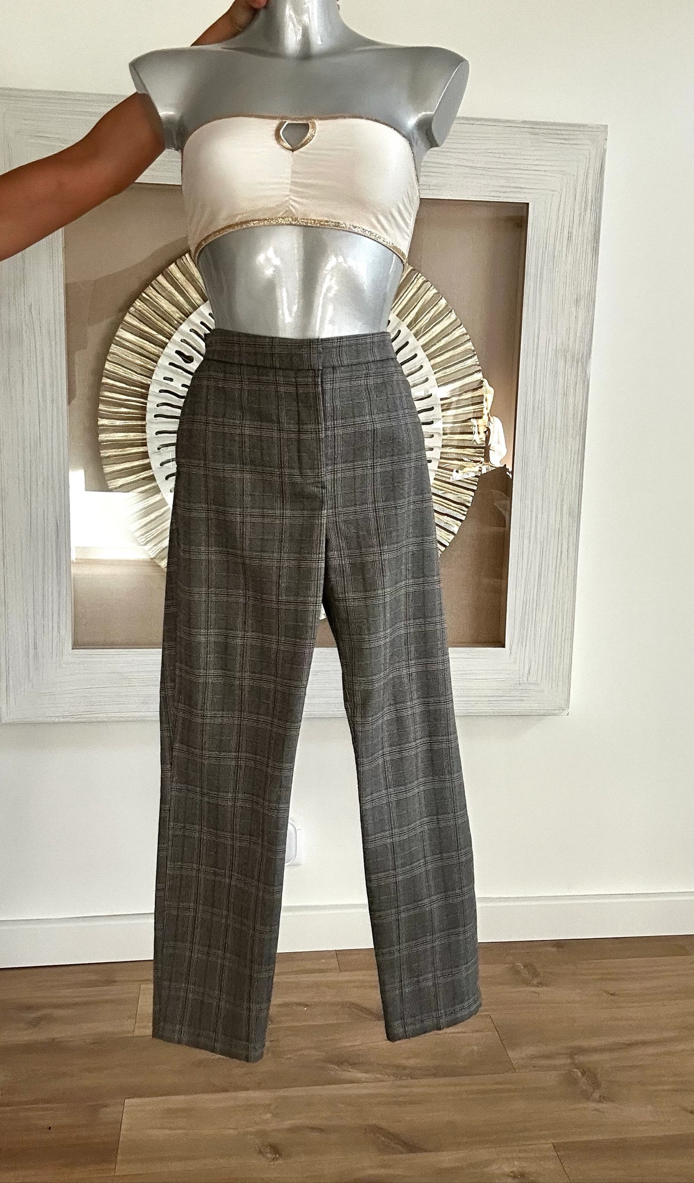 Zara Prince-of-Wales grey checkered trousers size L – photo 5